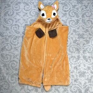 F.A.O. SCHWARZ One Piece Hooded Fleece Reindeer Wrap Soft‎ Cozy Warmth